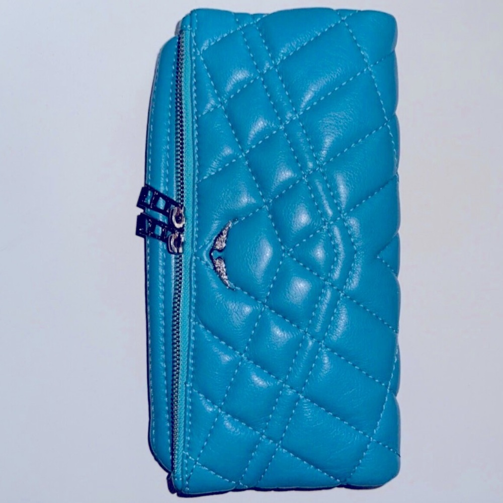 Zadig & Voltaire turquois Leather XL Rock Mat Leather Shoulder Bag Clutch.